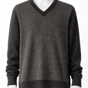 Elegant V-Neck Men's Sweater - Charcoal and Slate